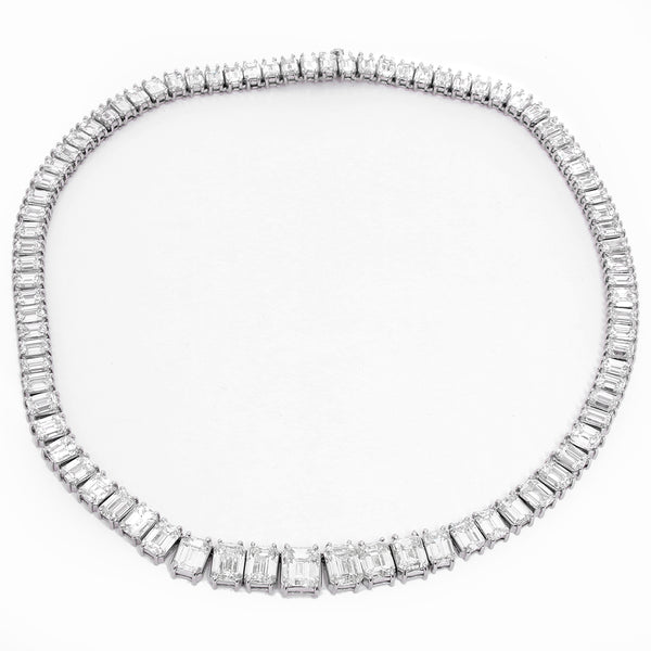 Stunning Emerald Cut Diamond Platinum Necklace – Image 6