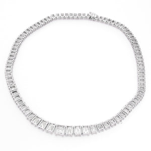 Stunning Emerald Cut Diamond Platinum Necklace – Image 5