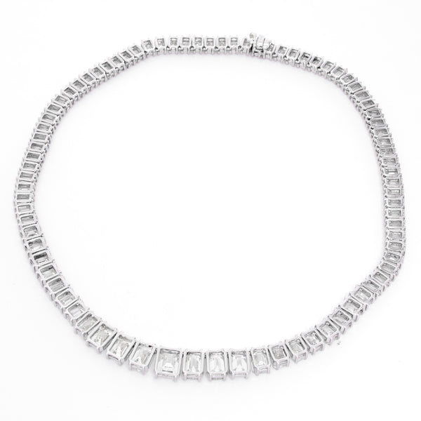 Stunning Emerald Cut Diamond Platinum Necklace – Image 5