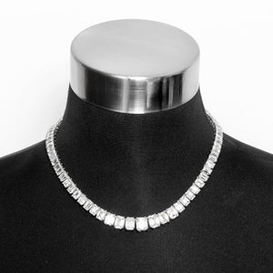Stunning Emerald Cut Diamond Platinum Necklace – Image 3