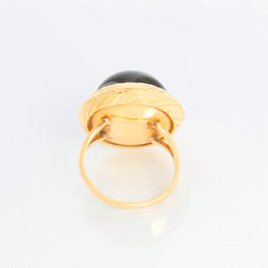 Stunning 14k Yellow Gold and Black Onyx Dome Ring