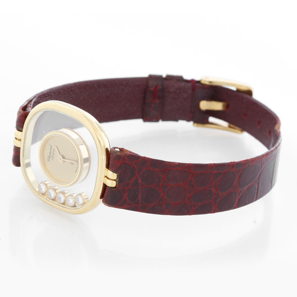 Chopard Happy 18K Yellow Gold Ladies Diamond Watch