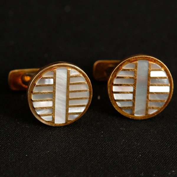 18K Yellow gold Mother of Pearl Cufflinks