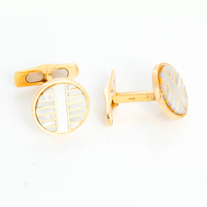 18K Yellow gold Mother of Pearl Cufflinks