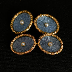 14K Yellow Gold & Gray Cufflinks