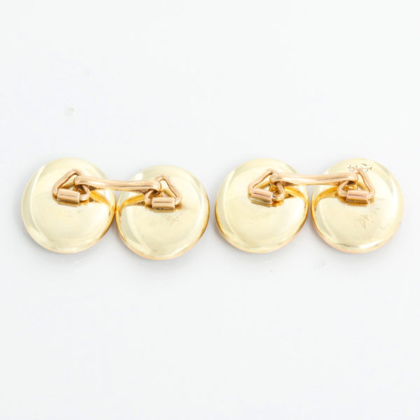 14K Yellow Gold & Gray Cufflinks
