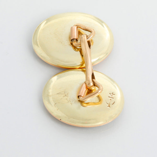 14K Yellow Gold & Gray Cufflinks