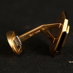 18K Yellow Gold Red & Black Enamel Cufflinks