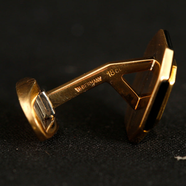 18K Yellow Gold Red & Black Enamel Cufflinks