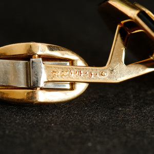 18K Yellow Gold Red & Black Enamel Cufflinks