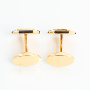 18K Yellow Gold Red & Black Enamel Cufflinks