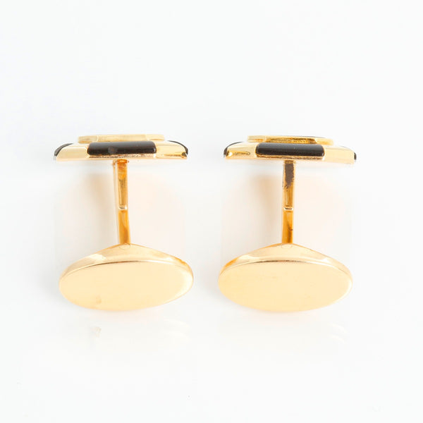 18K Yellow Gold Red & Black Enamel Cufflinks