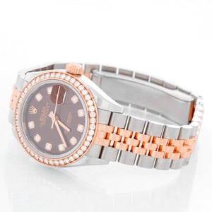 Rolex Datejust 28 Steel Rolesor Everose Gold Diamond Ladies Watch 279381
