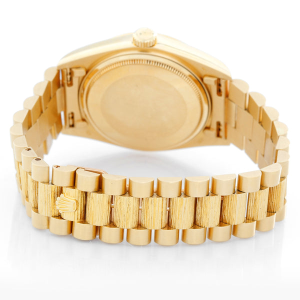 Rolex President Day-Date 18k Yellow Gold Bark Finish Men's Watch 18078