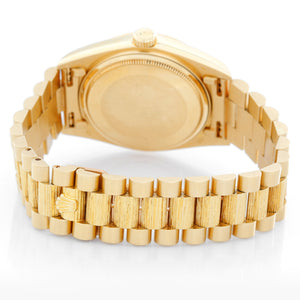 Rolex President Day-Date 18k Yellow Gold Bark Finish Watch 18078 Black