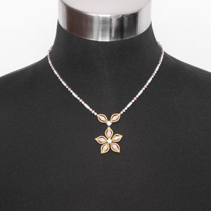 18kt Two Tone Diamond Flower Necklace