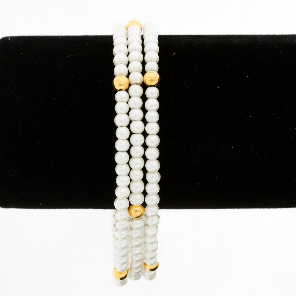 White Pearl Glass Bead Bracelet