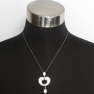 Stunning White Onyx and Diamond Yellow Gold Necklace