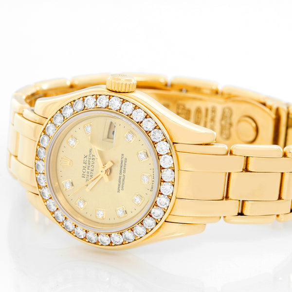 Rolex Ladies Masterpiece/Pearlmaster Gold Diamond Watch 69298