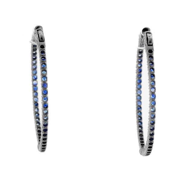 Sapphire Silver Inside Out Hoops