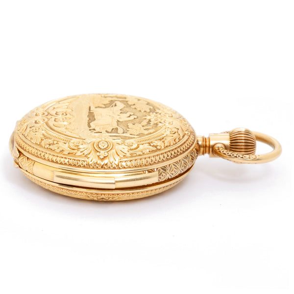 Hy. Grandjean & Cie., LeCoultre 18K Gold Hunting Case Pocket Watch