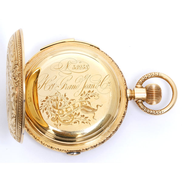 Hy. Grandjean & Cie., LeCoultre 18K Gold Hunting Case Pocket Watch