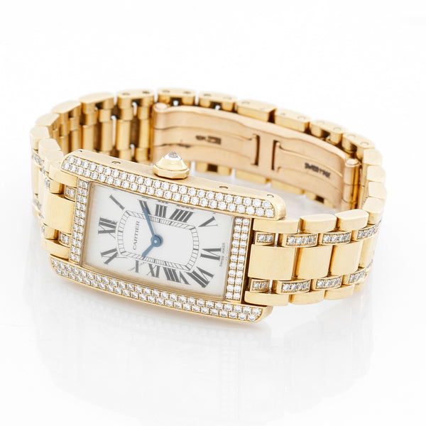 Cartier Ladies Tank Americaine 18k Yellow Gold Watch WB707231
