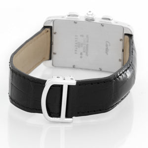 Cartier Tank Americaine Chronograph 18k White Gold Diamond Watch 2339