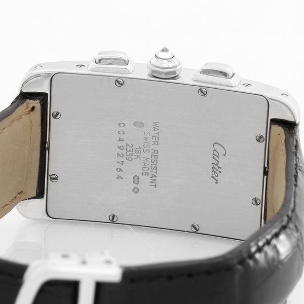 Cartier Tank Americaine Chronograph 18k White Gold Diamond Watch 2339