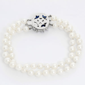 Two-strand Pearl & Sapphire Bracelet