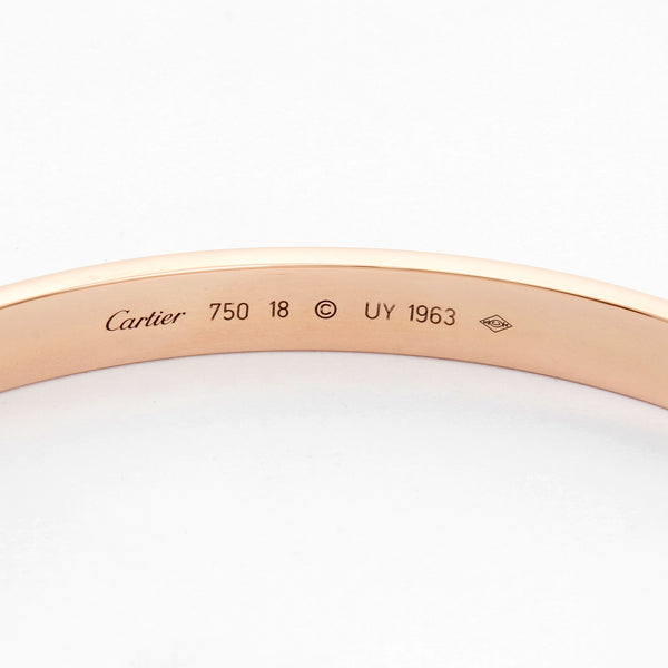 Cartier Love Bracelet 18k Rose Gold Size 18 with Screwdriver