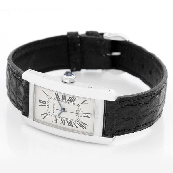 Cartier Tank Americaine 18k White Gold on a Strap Watch W26036L1 1726