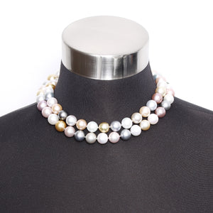 South Sea Multicolor Pearl Necklace with Diamond Clasp 33 inches