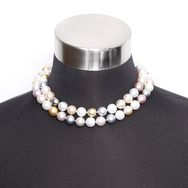 South Sea Multicolor Pearl Necklace with Diamond Clasp 33 inches