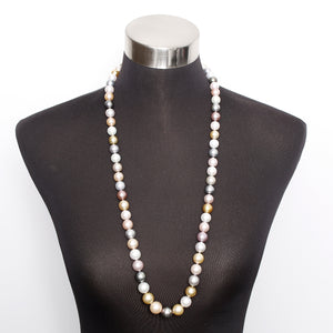 South Sea Multicolor Pearl Necklace with Diamond Clasp 33 inches