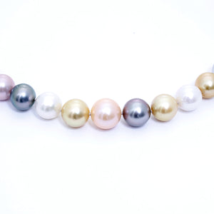 South Sea Multicolor Pearl Necklace with Diamond Clasp 33 inches