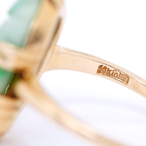 14K Yellow Gold Jade Ring Size 7