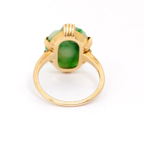 14K Yellow Gold Jade Ring Size 7