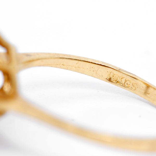 10K Yellow Gold Diamond Flower Ring Size 6.5