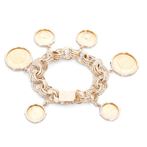18K Yellow Gold Charm Mexican Coin Bracelet