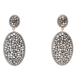 14K Gold plated Sliced Pave Diamond Earrings