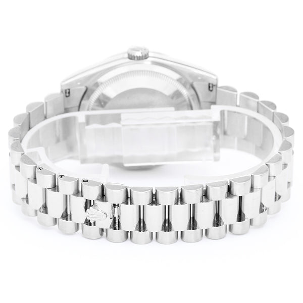 Rolex President Day-Date Men's 18k White Gold Watch Black Dial 118239