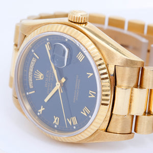 Rolex President Day-Date Men's 18k Gold Watch 18038 Blue Dial