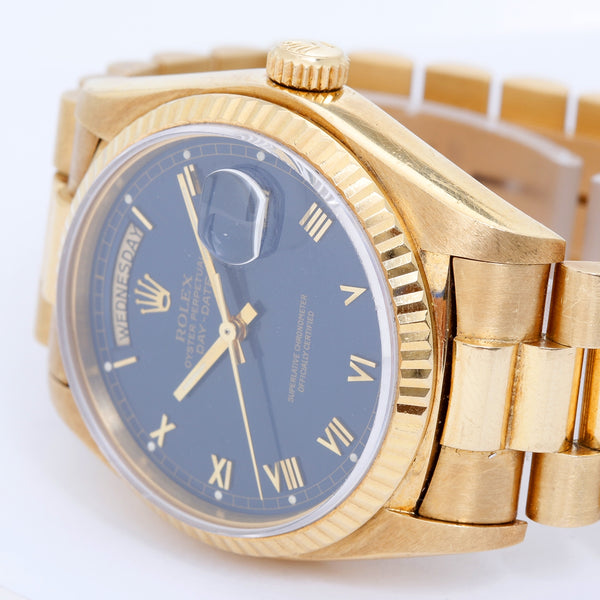 Rolex President Day-Date Men's 18k Gold Watch 18038 Blue Dial