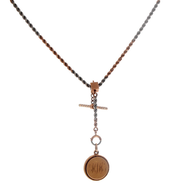 14K 2- Tone Pocket Watch Chain with Compass Watch Fab