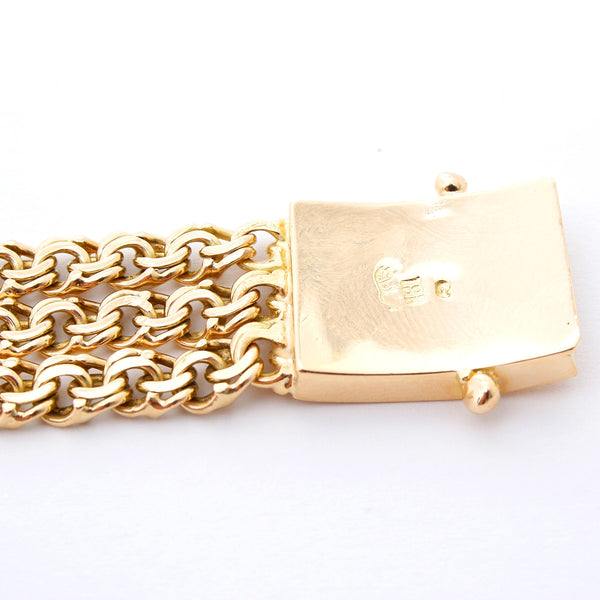 Vintage 18K Yellow Gold Double Fancy Link Chain Bracelet