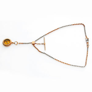14K 2- Tone Pocket Watch Chain with Compass Watch Fab