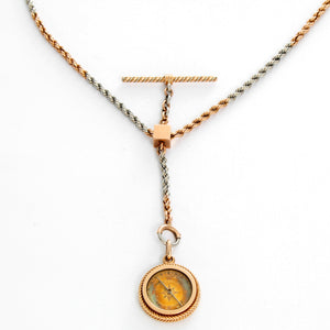 14K 2- Tone Pocket Watch Chain with Compass Watch Fab