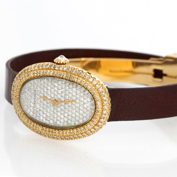Cartier Baignoire 18K Yellow Gold  Pave Diamond Watch