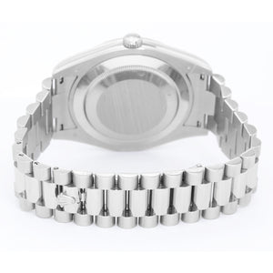 Rolex President Day-Date II Men's 18k White Gold Watch Silver Dial 218239